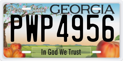 GA license plate PWP4956
