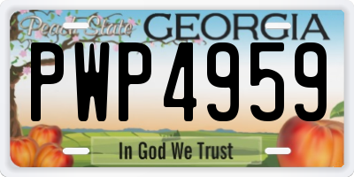 GA license plate PWP4959