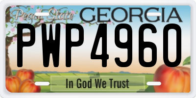 GA license plate PWP4960