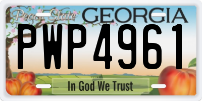 GA license plate PWP4961