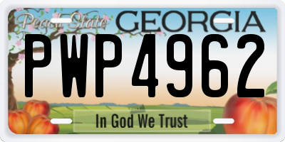 GA license plate PWP4962