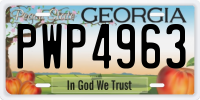 GA license plate PWP4963