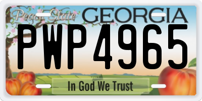 GA license plate PWP4965