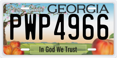 GA license plate PWP4966