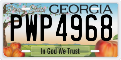 GA license plate PWP4968