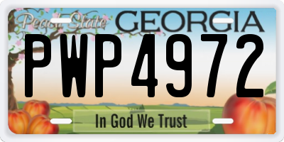 GA license plate PWP4972