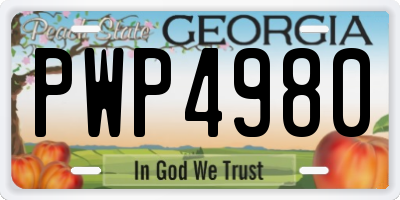 GA license plate PWP4980