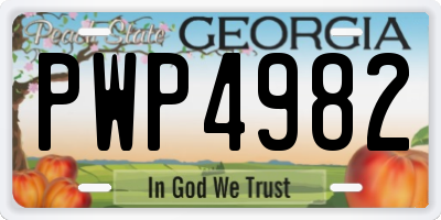 GA license plate PWP4982