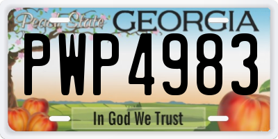 GA license plate PWP4983