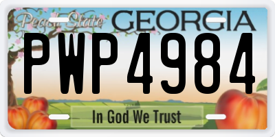 GA license plate PWP4984