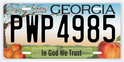 GA license plate PWP4985
