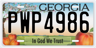 GA license plate PWP4986