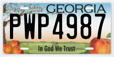 GA license plate PWP4987
