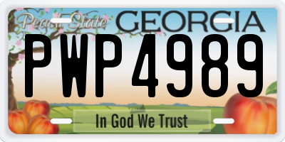 GA license plate PWP4989