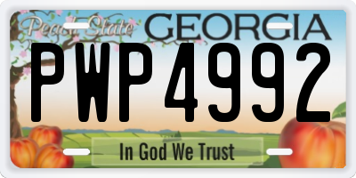 GA license plate PWP4992
