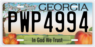 GA license plate PWP4994