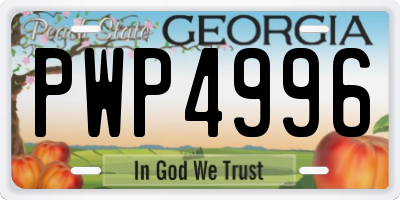 GA license plate PWP4996