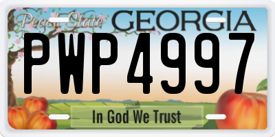 GA license plate PWP4997