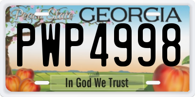 GA license plate PWP4998