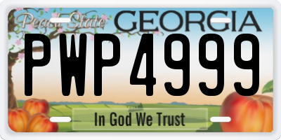 GA license plate PWP4999