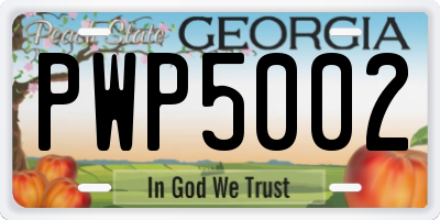GA license plate PWP5002
