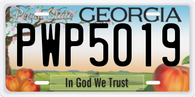 GA license plate PWP5019