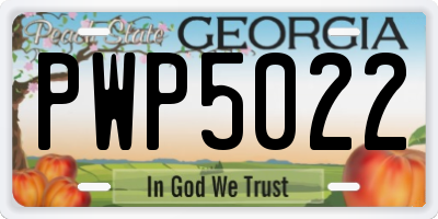 GA license plate PWP5022