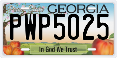 GA license plate PWP5025