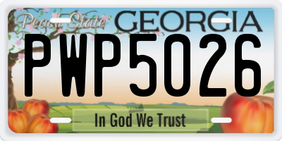 GA license plate PWP5026