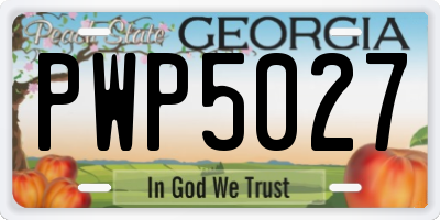 GA license plate PWP5027