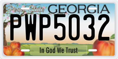 GA license plate PWP5032