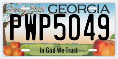 GA license plate PWP5049