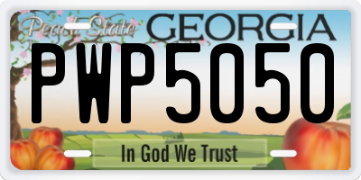 GA license plate PWP5050