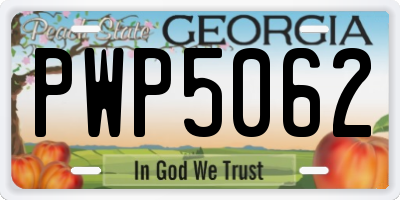 GA license plate PWP5062