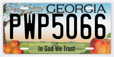 GA license plate PWP5066