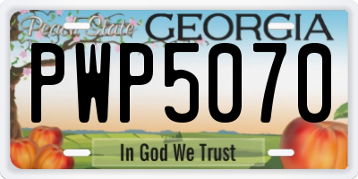 GA license plate PWP5070