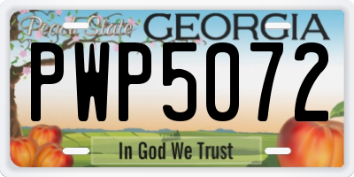 GA license plate PWP5072