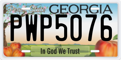 GA license plate PWP5076