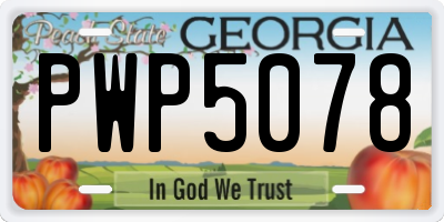 GA license plate PWP5078