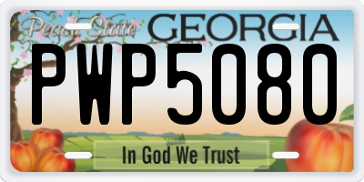 GA license plate PWP5080