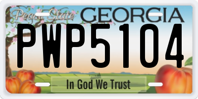 GA license plate PWP5104