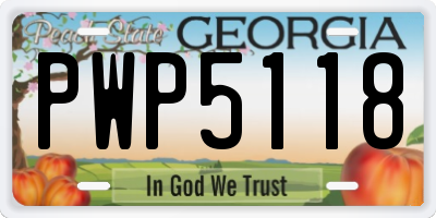 GA license plate PWP5118
