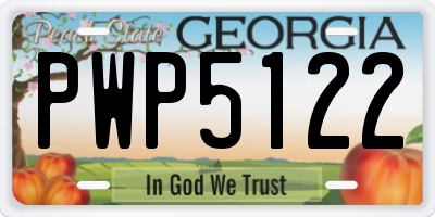 GA license plate PWP5122
