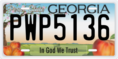 GA license plate PWP5136