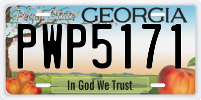 GA license plate PWP5171