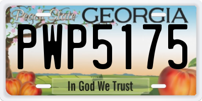 GA license plate PWP5175