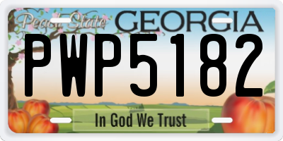 GA license plate PWP5182