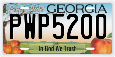 GA license plate PWP5200