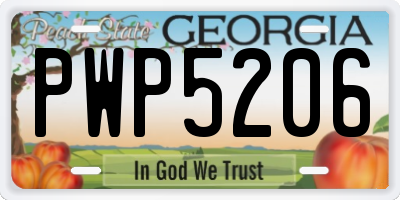 GA license plate PWP5206