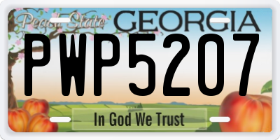 GA license plate PWP5207